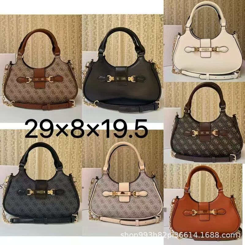 2025 Foreign Trade Vintage-Style Printed Handbag with Curved Crossbody Strap, European and American Splicing Chain, Guess-Style Retro 2025 Foreign Trade Vintage-Style Printed Handbag with Curved Crossbody Strap, European and American Splicing Chain, Guess-Style Retro