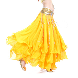 Three-layer skirt three-layer chiffon curling skirt belly dance high-end skirt belly dance 12 m large swing skirt