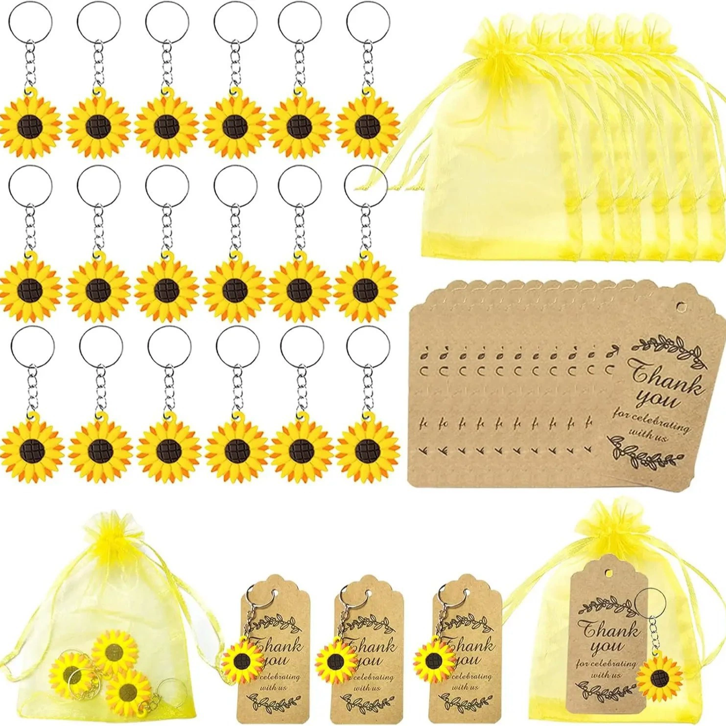 Подсолнечная вечеринка Подарочная цепочка для ключей Свадебная вечеринка День рождения Благодарения Подарки Летняя тема Благодарственные принадлежности