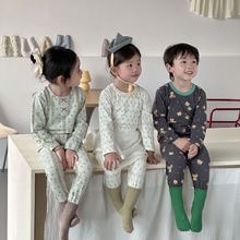 纯棉7A无骨莱卡儿童内衣长裤长袖男童女童宝宝秋衣秋裤家居服套装