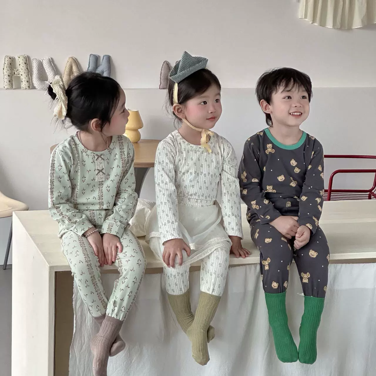 纯棉7A无骨莱卡儿童内衣长裤长袖男童女童宝宝秋衣秋裤家居服套装