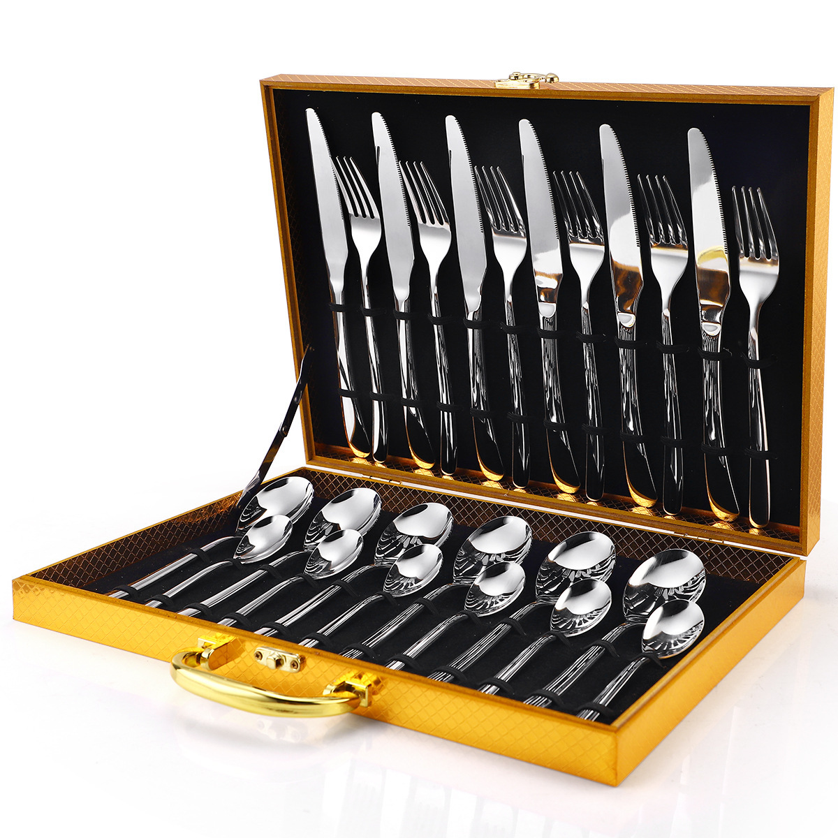 실버 24개 세트 나무 상자