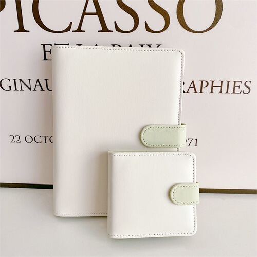 ins green, white, purple and white color matching pu magnetic buckle loose-leaf card album four-square grid 3-inch polaroid idol album small card chasing stars