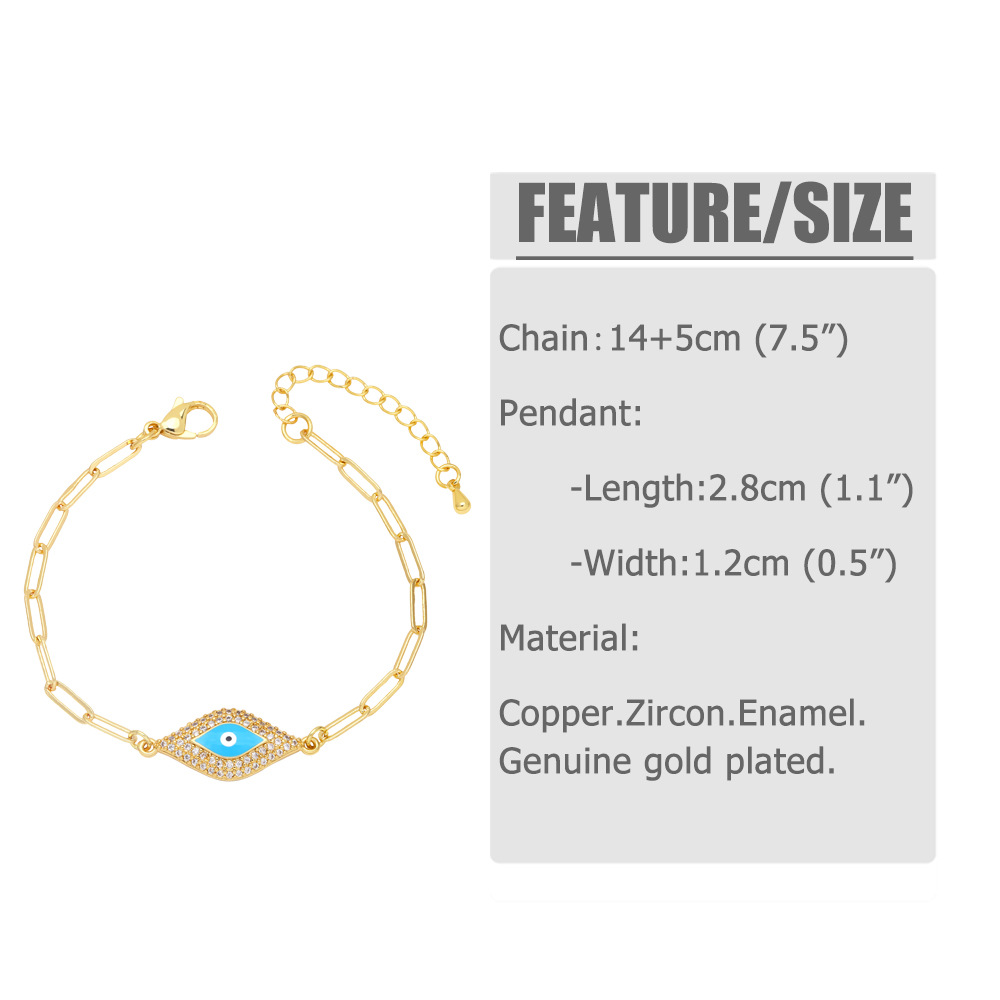 Copper Color Zircon Bracelet Creative Enamel Dripping Oil Devil's Eye Bracelet Wholesale display picture 2