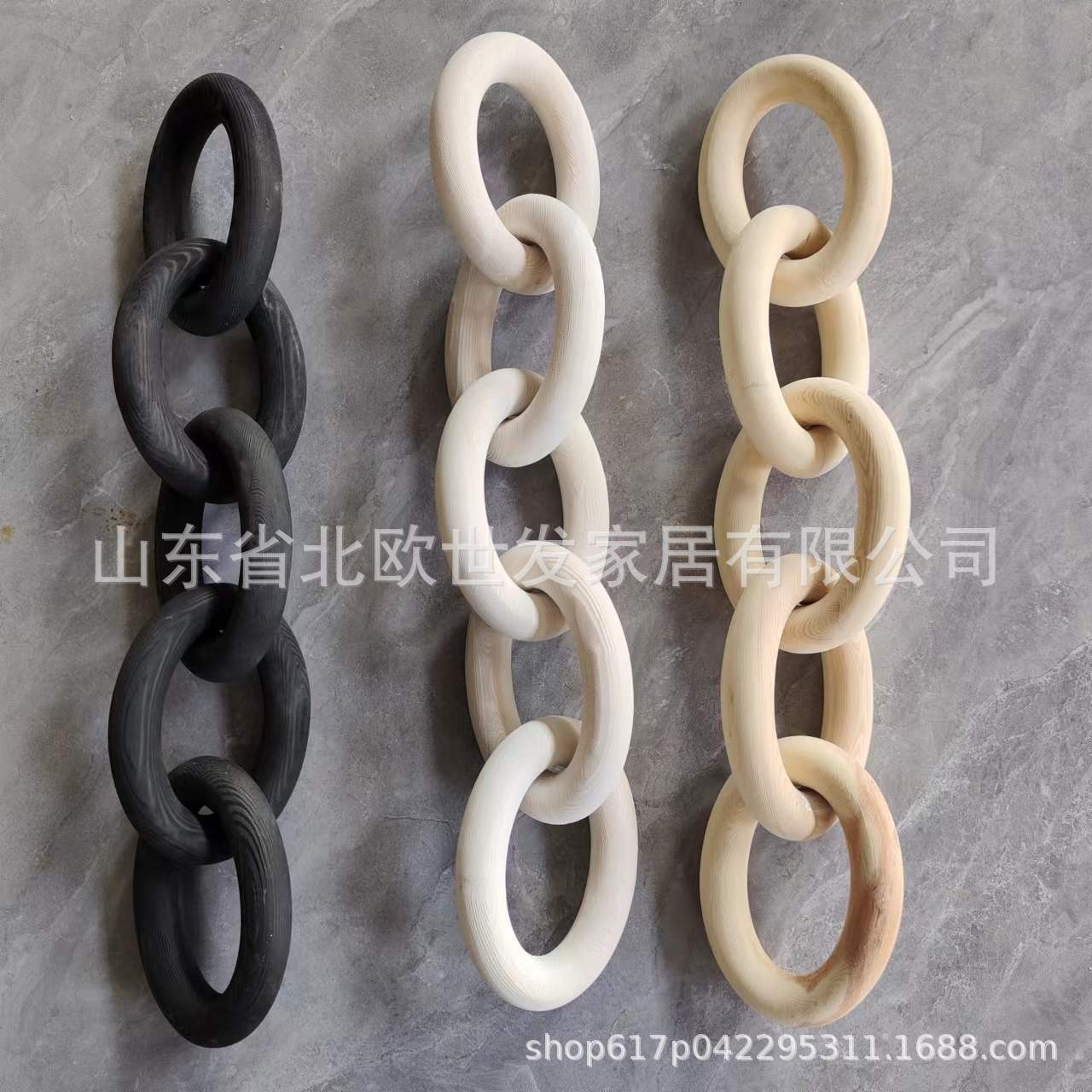 Adorno de Cadena de Madera de 5 Eslabones de Pino Decorativo para Oficina y Hotel image 16