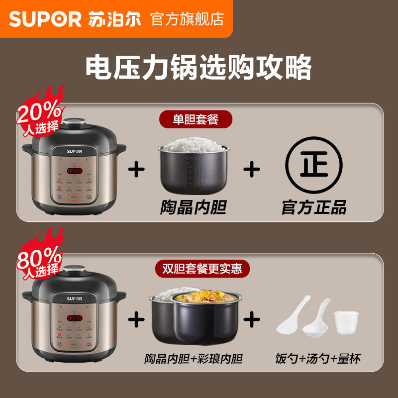 苏泊尔电压力锅家用5L饭煲高压锅一体全自动智能官方旗舰店