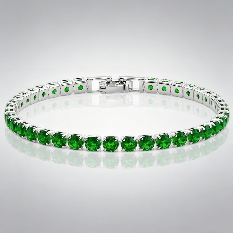 Copper Inlaid Zircon Emerald 0.4cm Tennis Bracelet Beads Multi-Layer Electroplated Single Row Versatile Women's Jewelry