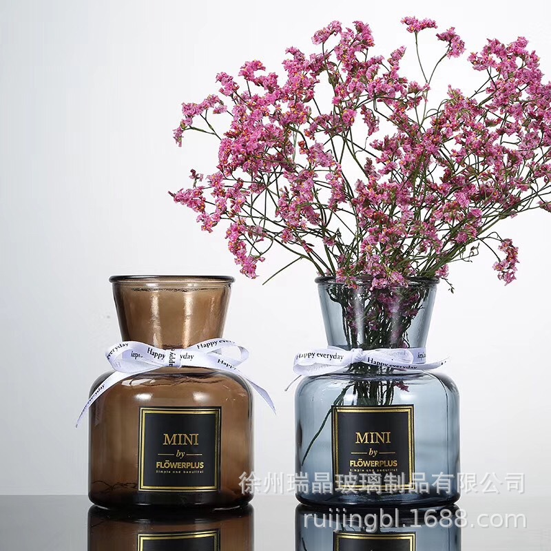 Wholesale New Open mini Glass Vase Colorful Transparent Hydroponic Flowers Dried Flowers Home Creative Craft Ornaments