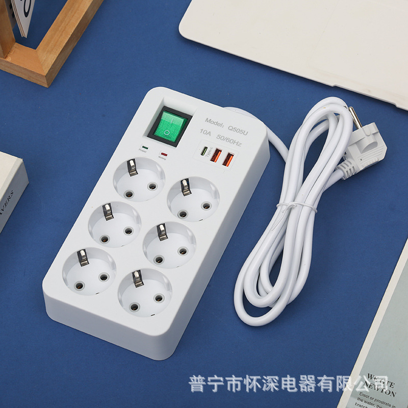 2USB + 1Type-c interruptor de cabeza de doble indicador enchufe de orificio europeo estándar europeo ruso neutral