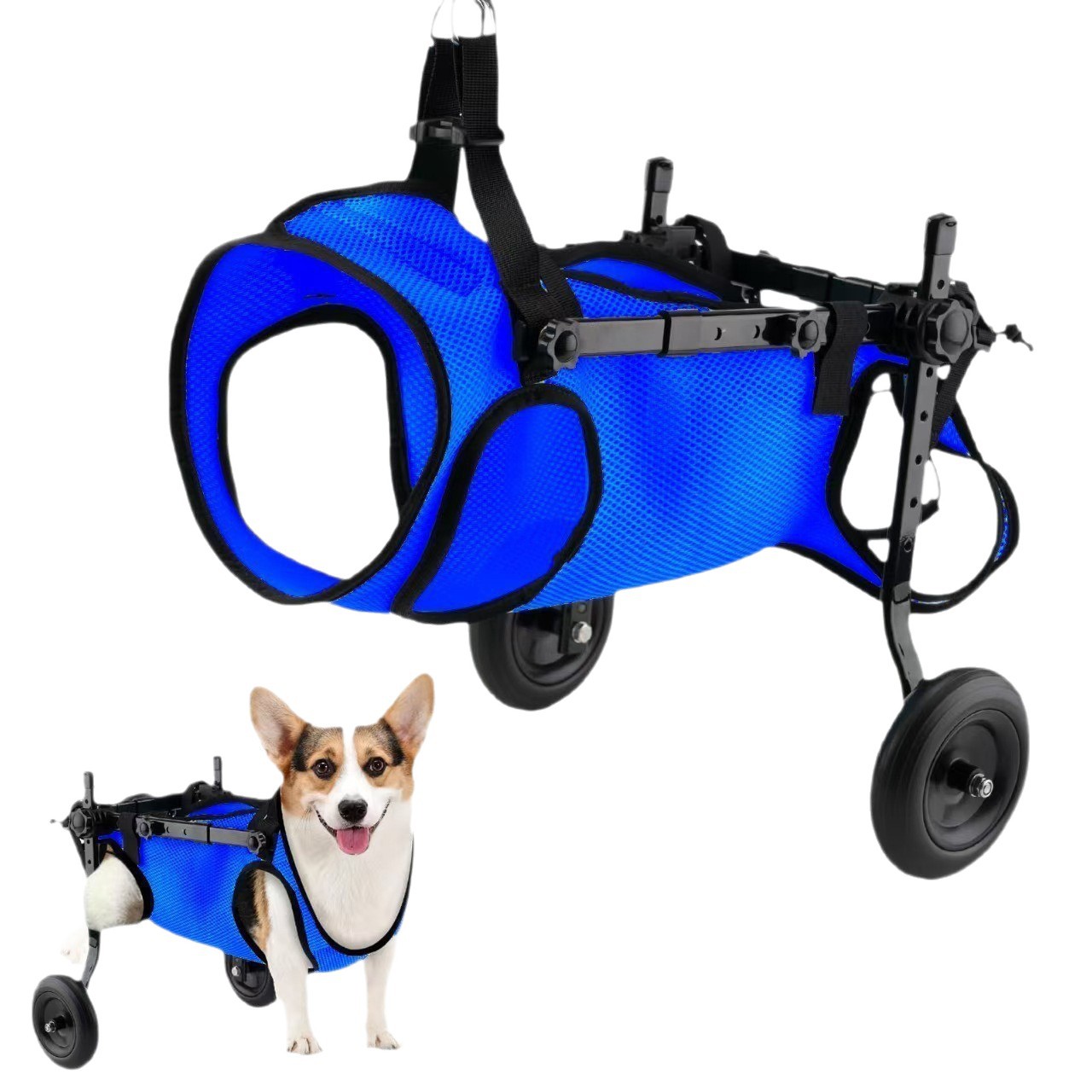 Silla de Ruedas para Perros de Metal Plegable, Multifuncional para Rehabilitación de Perros