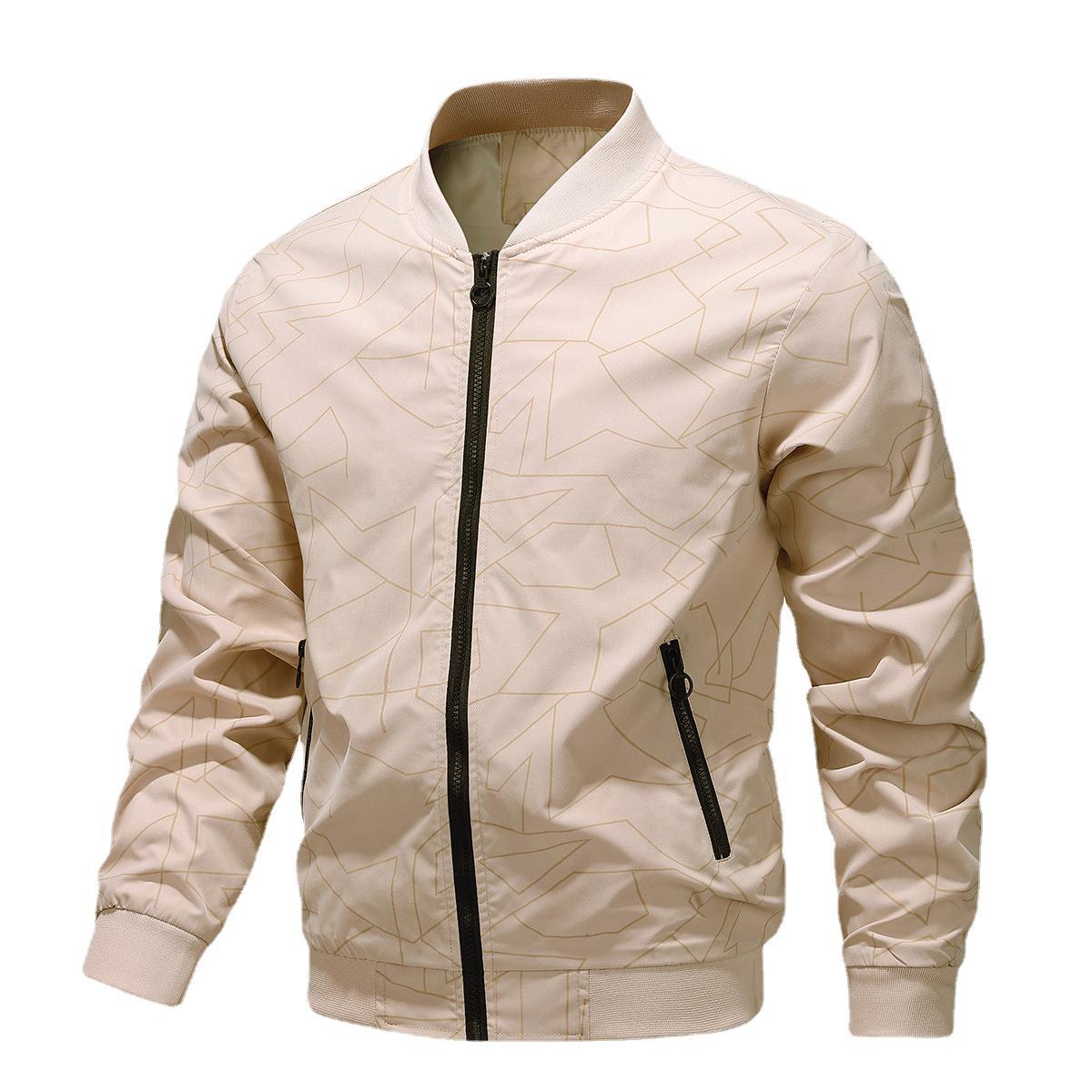 2024 chaqueta para hombre primavera y otoño simple moda joven béisbol cuello chaqueta casual para hombre fábrica venta al por mayor transfronteriza