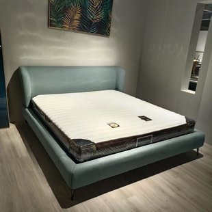 Italian Light Luxury Cashmere-Edged Large Bed Modern Minimalist Home Fabric Bed High-Legged Bed Master Bedroom Double Bed
