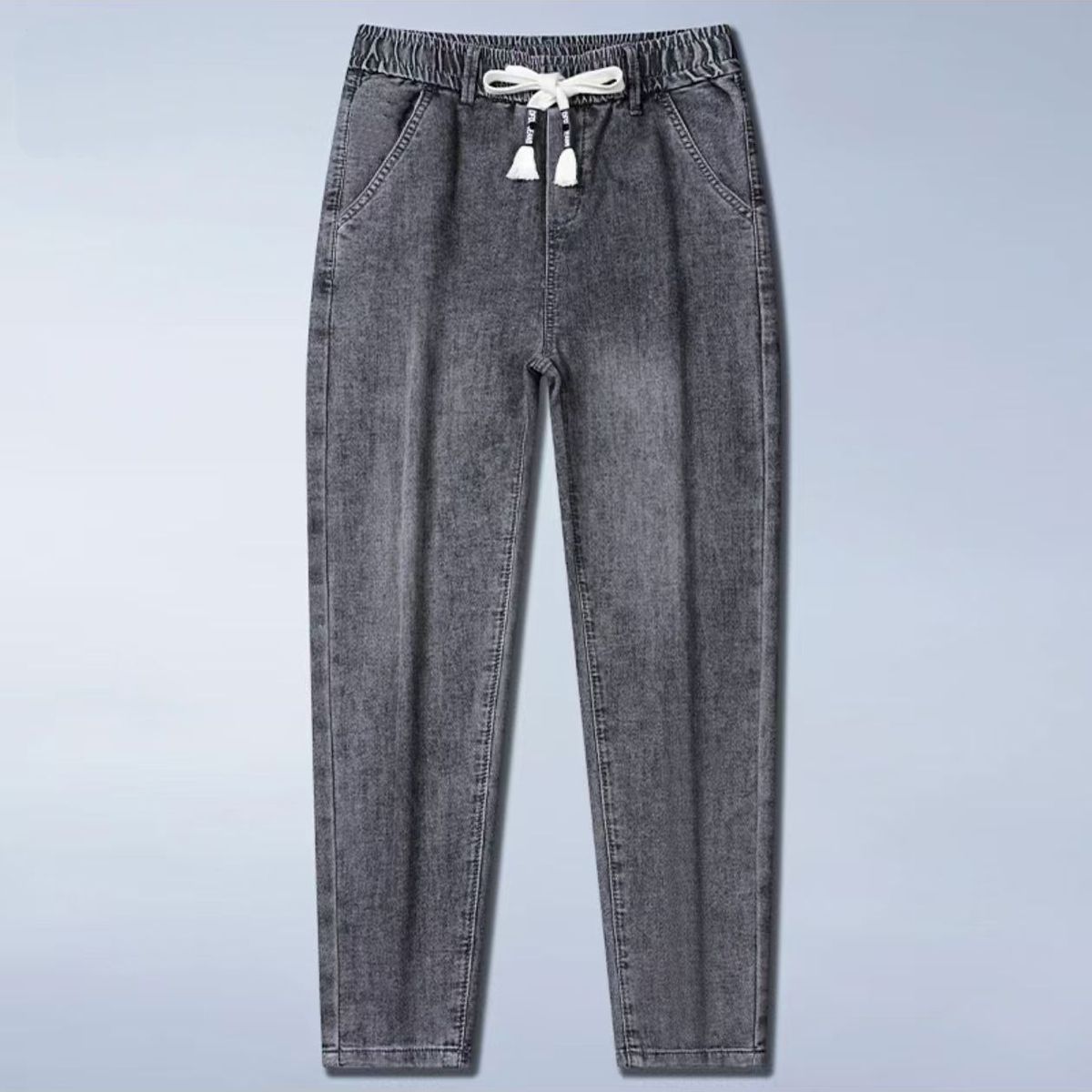 Men's Spring Summer Loose Casual Jeans With Drawstring Elastic Waist_voghion.com