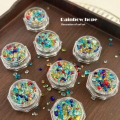 Ins風ドーパミンカラー不規則丸みガラス豆珠ネイルアクセサリーDIY着用甲材料バッグ