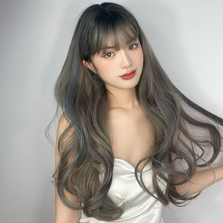 Wig Women's Big Wave highlights gradient air bangs fashion temperament wig headgear long curly hair manufacturers spot