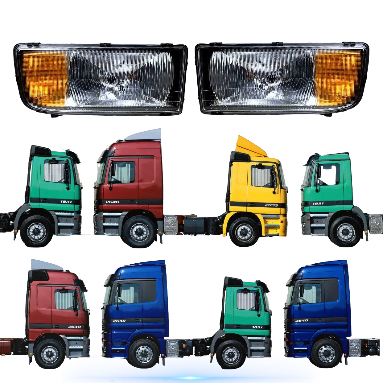 Aplicable a Mercedes-Benz camión MP1 bombas de camión bombillas de faro 9418205361 9418205461 fábrica de lámparas