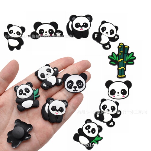 Cartoon Panda Shoes Hole Hole Shoes Accessory DIY Removable Lazy Person Shoelace Clips Slippers Shoelace Decorative Clips Cross-border