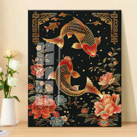 锦鲤十字绣自己绣2024新款满绣图手工钻石绣卧室小幅