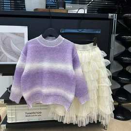 女童韩系羊毛针织衫秋装儿童新款洋气时尚百搭中大童保暖毛衣童装