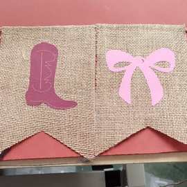 蝴蝶结和靴子拉旗 2片无绳子圣诞喜庆派对聚会晚辈情侣夫妻同事