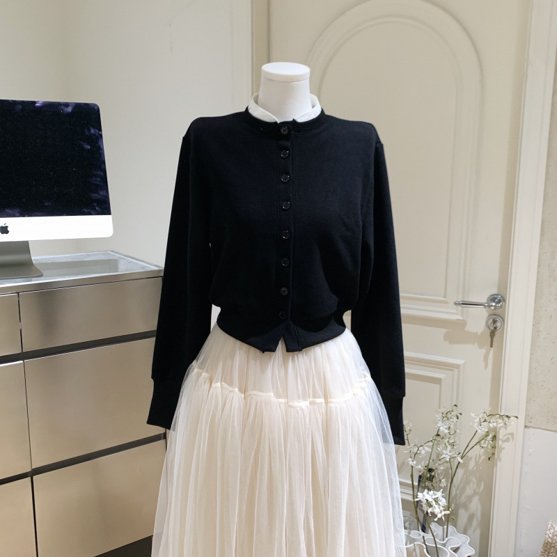 Spliced ​​Knitted Jacket/Korean Knitted Cardigan Sweater Short Top for Women Early Autumn and Autumn Clothing