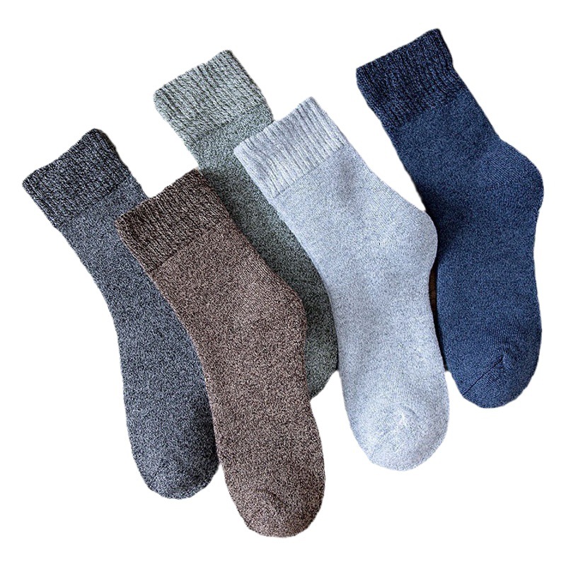 Calcetines de invierno para hombres calcetines de media pantorrilla calcetines de lana calcetines de hombre de color sólido medias de mujer calcetines de Terry gruesos forrados de lana