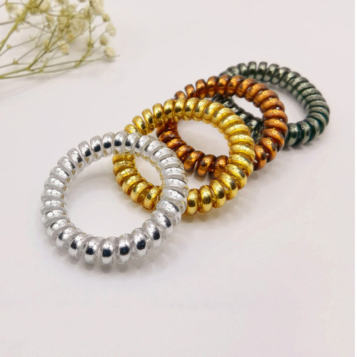 Metallic bright silver electroplated phone cord hair band hair rope jewelry headband headband rubber band hair accessories Yiwu Foreign Trade