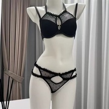 新款爱心印花性感蕾丝文胸套装超薄透视聚拢女士内衣套装