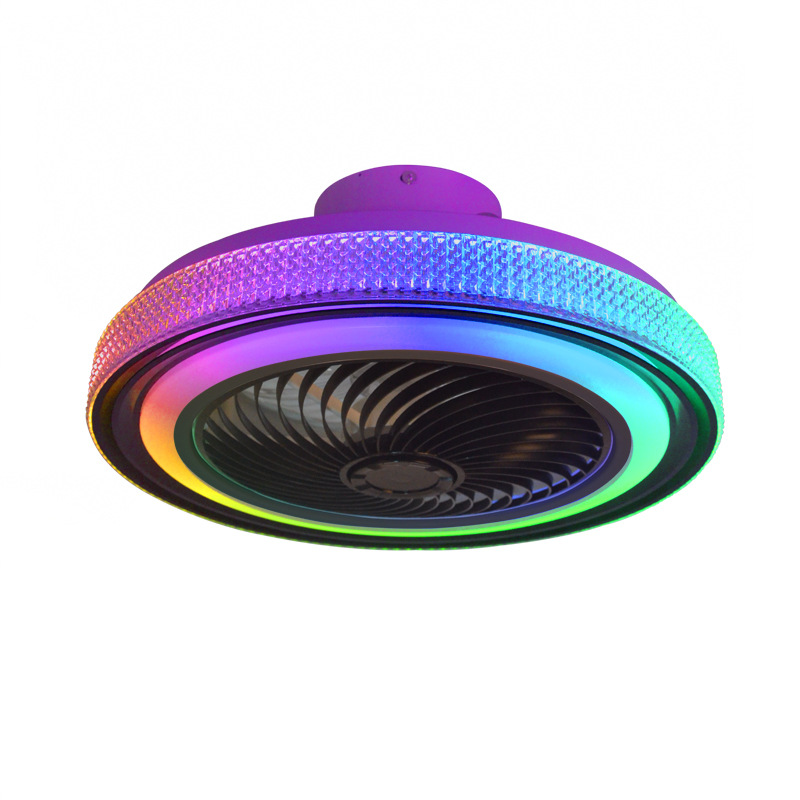 RGB color dormitorio luz del ventilador casa comedor LED luz de techo inteligente APP Bluetooth música invisible luz del ventilador