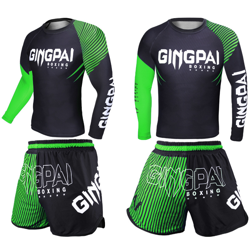 Jingpai Sanda Training Suit Fighting Quick-drying Long-sleeved Tight Men's Boxing Suit suit Muay Thai Shorts Adult Fighting