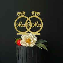 TX定制跨境mrs&mrs婚礼派对蛋糕插件 亚克力欧美订婚蛋糕插牌