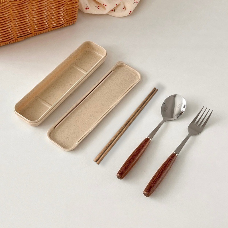 Juego de Cubiertos Occidentales Set de 3 Piezas de Acero Inoxidable y Madera, Pulido Espejo, para Regalos image 14