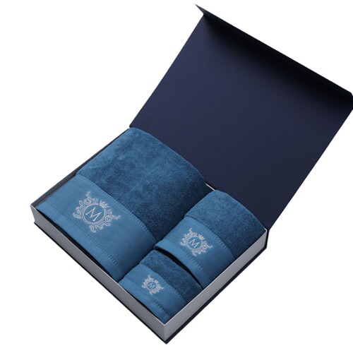 Business gift bath towel set, cotton towel three-piece gift box set, hand gift towel, logo printable