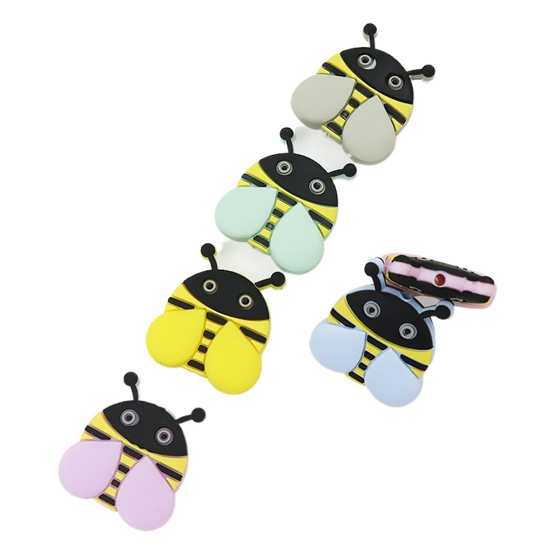 Ventas directas de fábrica al por mayor de silicona bricolaje cadena de chupete cuentas de abeja cuentas de mordedor para bebés cuentas sueltas accesorios de cuentas