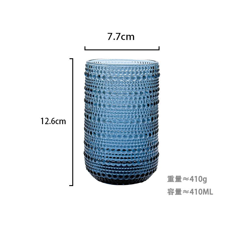 Fábrica al por mayor tazas de agua europeas tazas de vidrio de colores tazas de enjuague bucal de hotel tazas de jugo en relieve tazas de leche domésticas gruesas