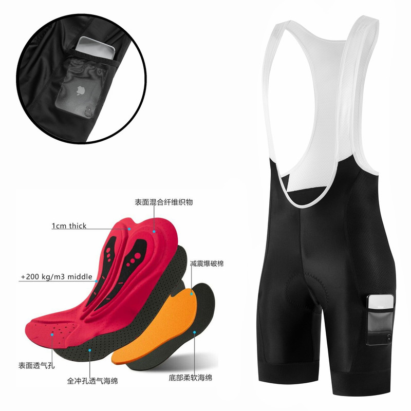 Fualrny new pocket cycling suspender shorts men's summer cycling pants sports pants quick-drying breathable