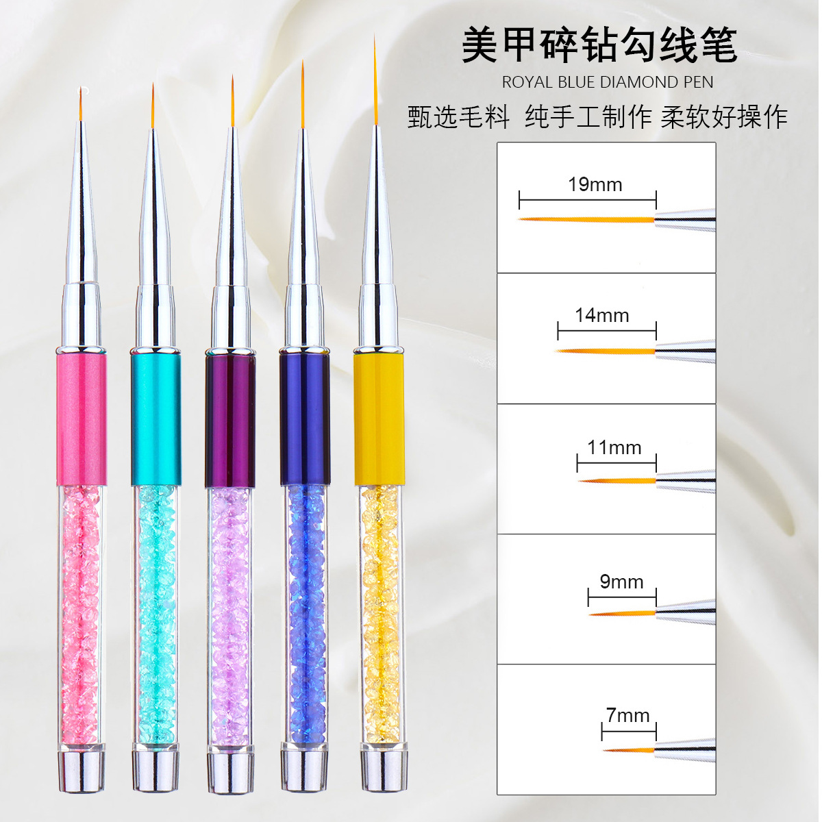 Venta caliente popular del arte del clavo pluma traje gancho línea roto diamante dibujo pluma Blooming punto flor dibujo cepillo herramienta de Arte de uñas