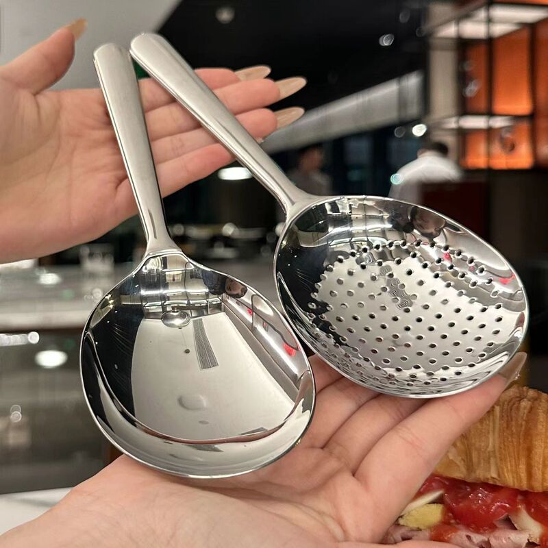ステンレス製の短柄大頭スープスプーン、ホテルサービングスプーン、家庭用深め小麦粉スプーン、麺スプーン、パウダースプーン|undefined