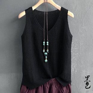 Plus-Size Loose-Fitting Belly-Covering Ice Silk Camisole Women's Knitted Base Shirt Sleeveless Top Women