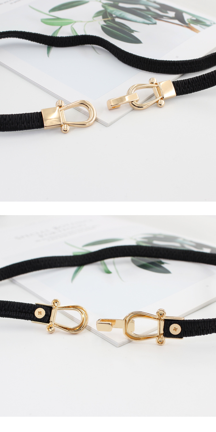 Elastic Thin Belt for Women Ins Style Decorative Gold Hook with Skirt Slim Waist Small Size Elastic Waist Waist Chain for Women_voghion.com