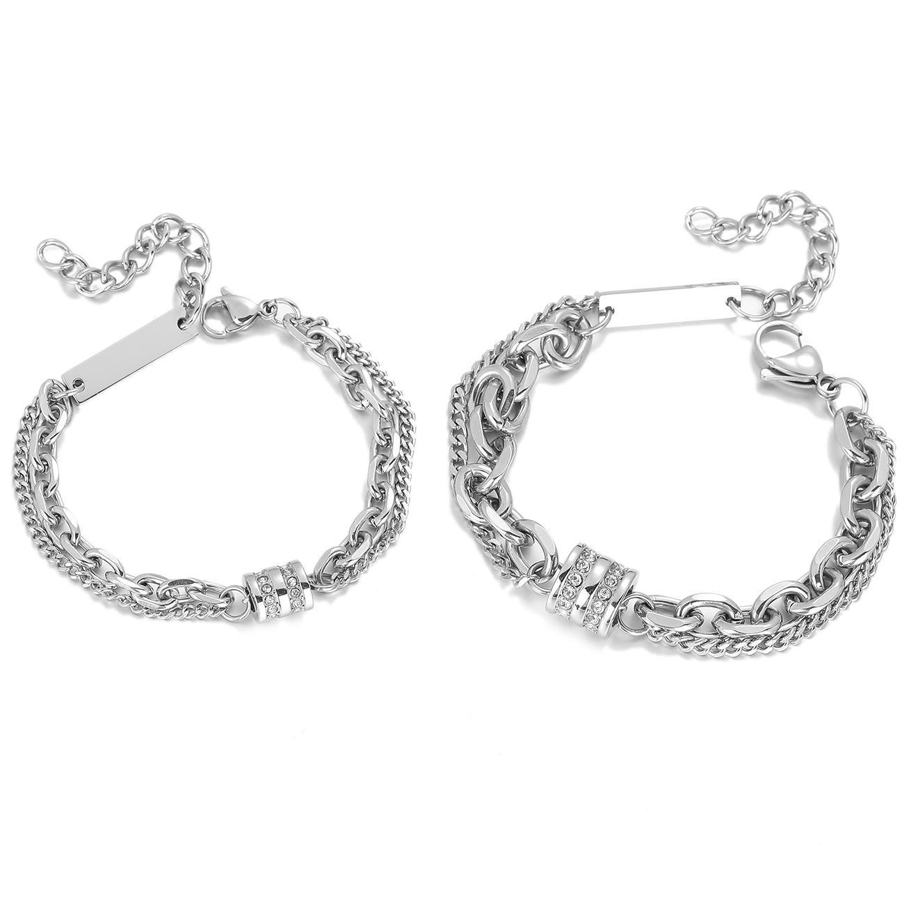 Double-layer Stacked Titanium Steel Couple's Small Man Waist Bracelet Light Luxury High-end Bracelet Niche Design Transporter Bracelet