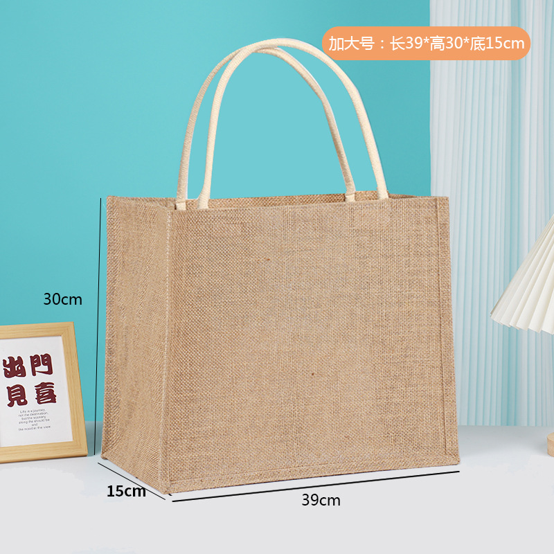 Bolsas de yute en blanco en stock bolsas de lino al por mayor bolsas de publicidad de compras tridimensionales pueden ser DIY image 30