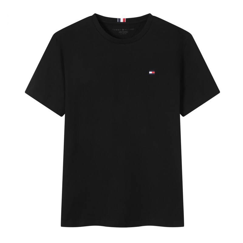 Tommy トミー サマー メンズ ラウンドネック レター Tシャツ 半袖 スリム 刺繍 トップス カジュアル 万能 スポーツ コットン|undefined