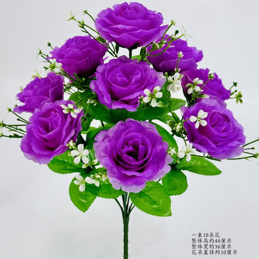 Flores de imitación de 10 flores de alto tallo princesa rosa tela de seda rosa decoración del hogar de alta calidad sala de estar mesa de comedor arreglos de flores