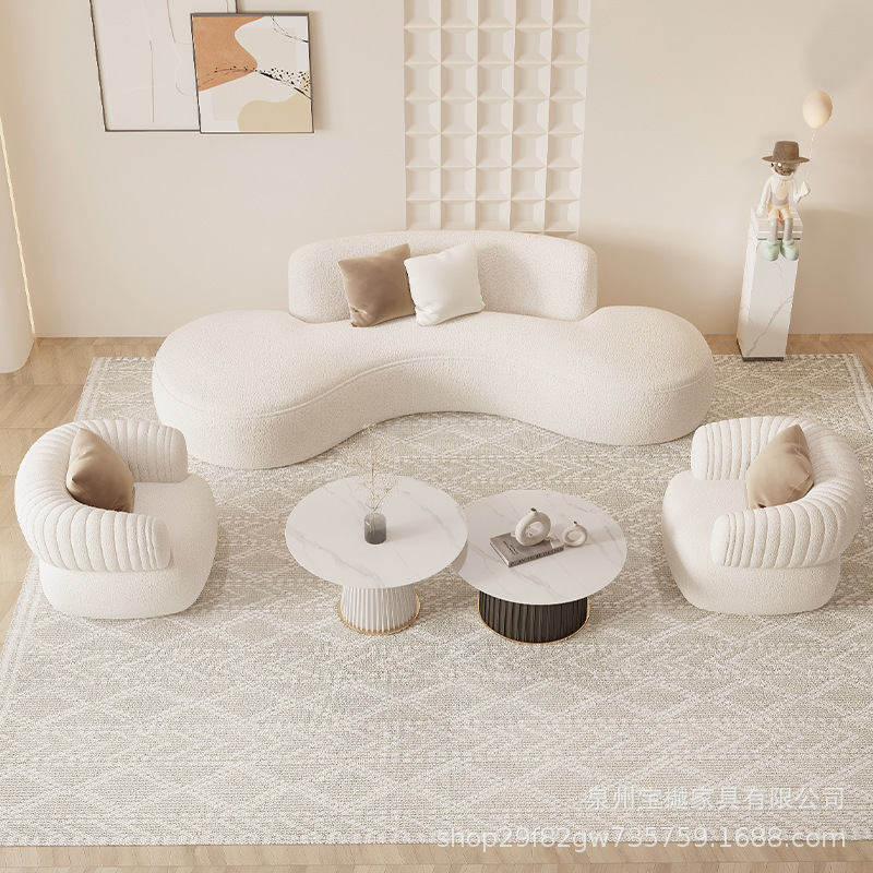 布艺沙发沙发弧形轻奢服装婚纱店异形设计酒店创意网红沙发客厅