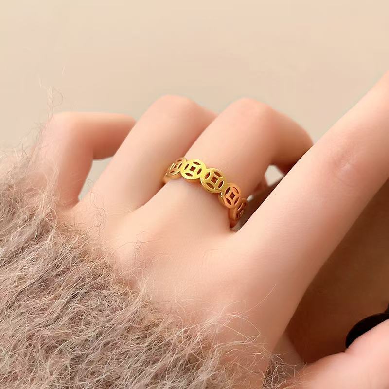 Qian Duoduo Copper Coin Ring Fine Jewelry For Wealth And Fortune_voghion.com