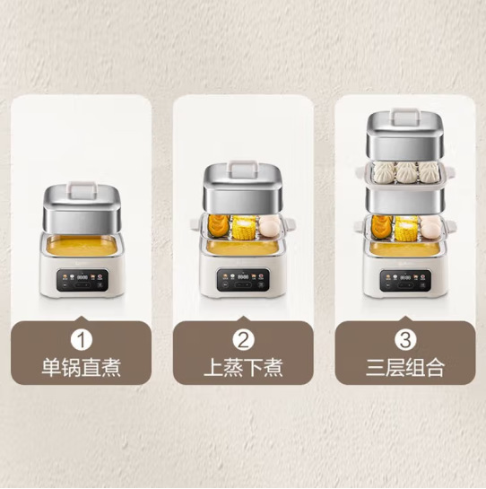 Supor 電気蒸し器家庭用蒸し器オールインワン朝食マシン多機能鍋三層スチームケージ ZN23FC931|undefined
