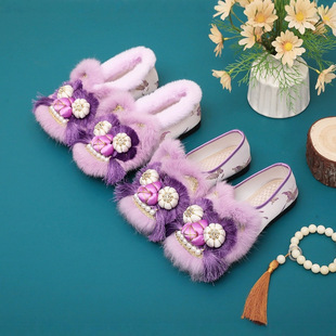 Cotton Shoes Adult Tiger Head Shoes 2024 New National Fashion Retro Ethnic Style Flat Women's Single Shoes Ethnic Shoes