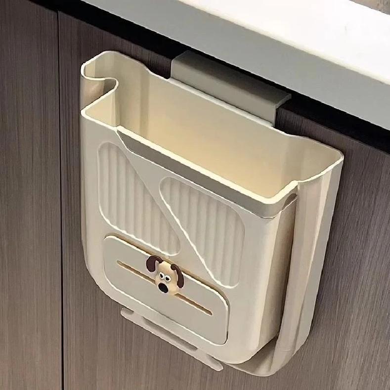 Kitchen No-Drill Trash Can, Cabinet Door Wall-Mounted Household Waste Bin, Foldable Bathroom Toilet Storage Bin Kitchen No-Drill Trash Can, Cabinet Door Wall-Mounted Household Waste Bin, Foldable Bathroom Toilet Storage Bin