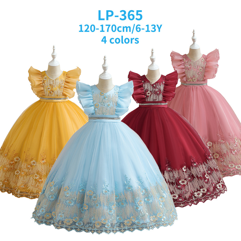 Ropa infantil en stock, vestido infantil, vestido de princesa de tul bordado, vestido de fiesta para niña, vestido de noche.